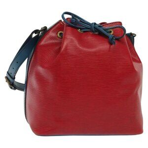 Authentic LOUIS VUITTON Epi Petit Noe Shoulder Bag Castilian Red Blue LV
